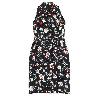 Tagged Chanel P07463v05579 Dress Navy Sleeveless Floral Silk Karl Lagerfeld 36
