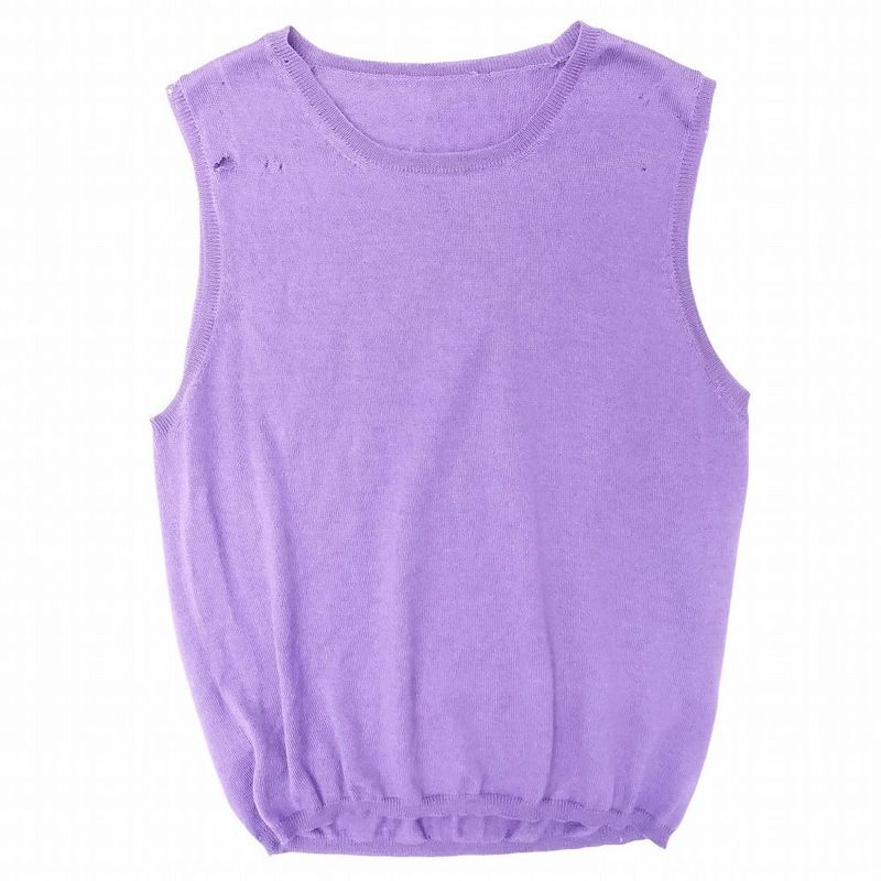 Prada Cashmere Silk Sleeveless Knit Sweater Pullover Top Purple Size M Women's