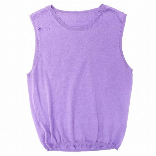 Prada Cashmere Silk Sleeveless Knit Sweater Pullover Top Purple Size M Women's