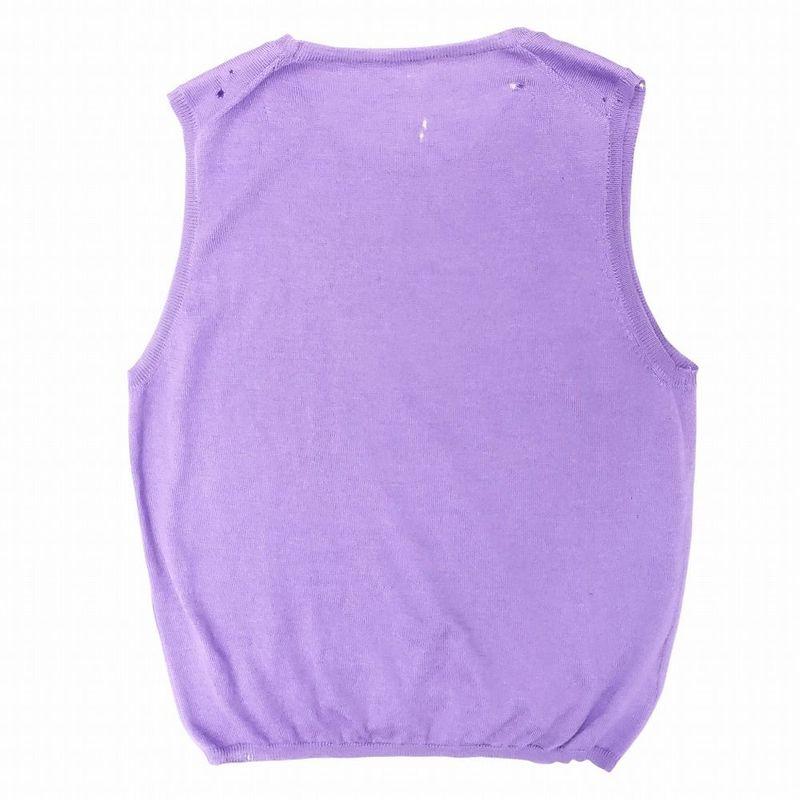 Prada Cashmere Silk Sleeveless Knit Sweater Pullover Top Purple Size M Women's
