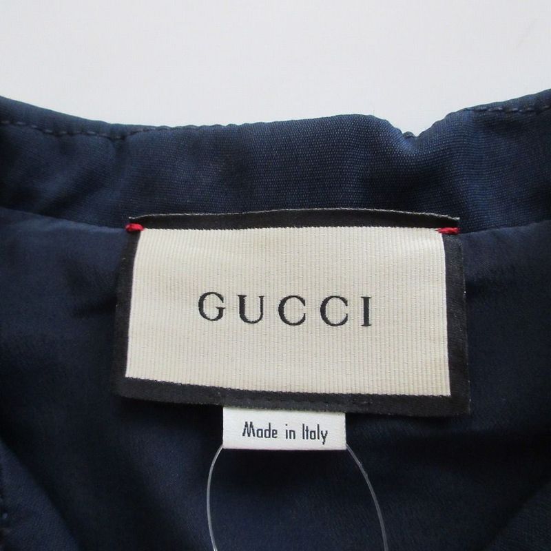 Gucci Wool GG All-in-One Tuna Short Sleeves with Belt 587416 Blue 40 L Women