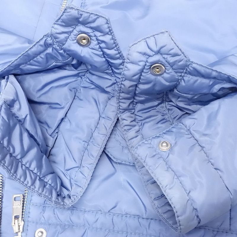 Prada 29b843 Padded Jacket Nylon Zip Up Blouson Hoodie Light Blue Size M Women's