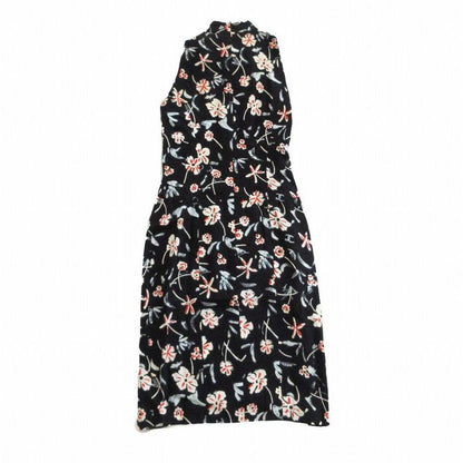 Tagged Chanel P07463v05579 Dress Navy Sleeveless Floral Silk Karl Lagerfeld 36