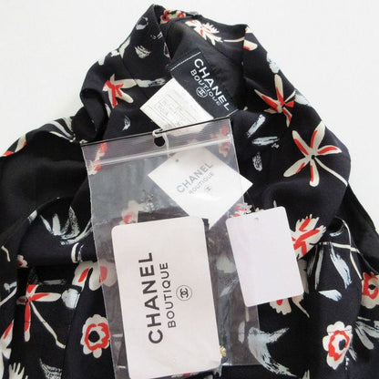 Tagged Chanel P07463v05579 Dress Navy Sleeveless Floral Silk Karl Lagerfeld 36