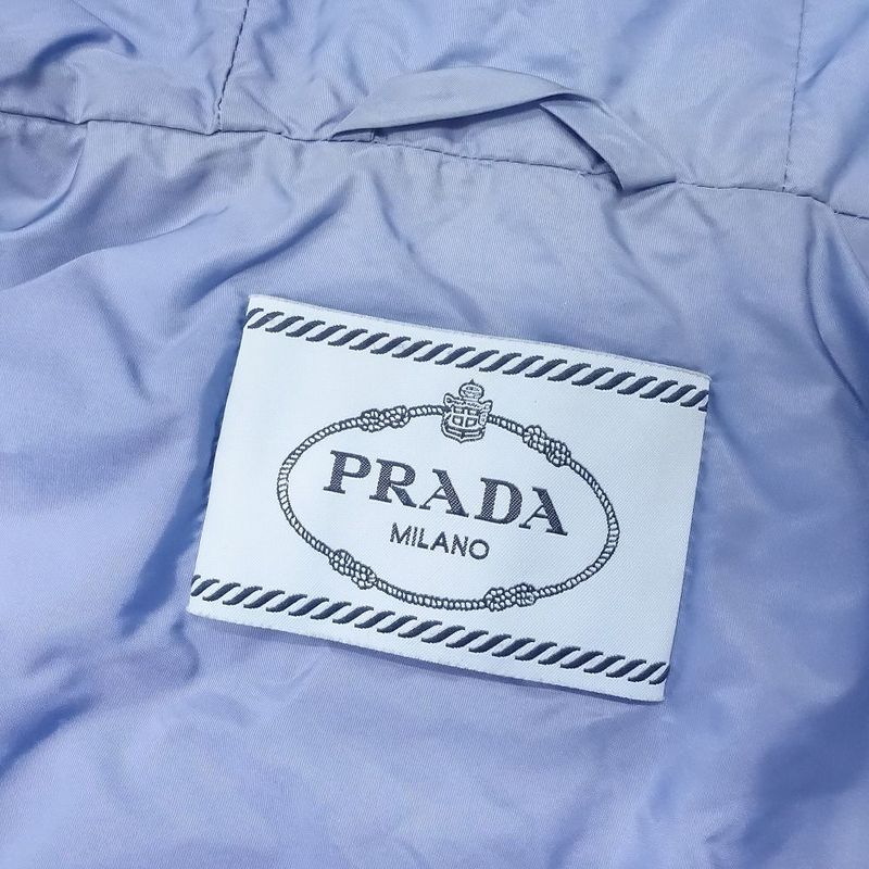 Prada 29b843 Padded Jacket Nylon Zip Up Blouson Hoodie Light Blue Size M Women's