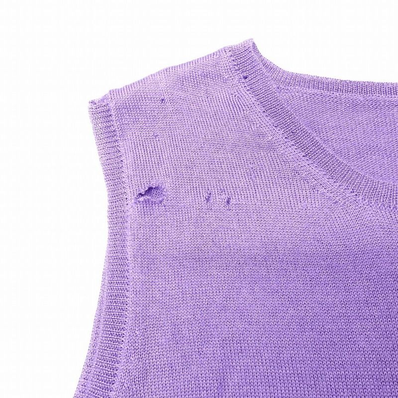 Prada Cashmere Silk Sleeveless Knit Sweater Pullover Top Purple Size M Women's