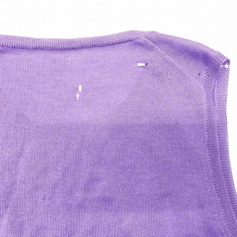 Prada Cashmere Silk Sleeveless Knit Sweater Pullover Top Purple Size M Women's