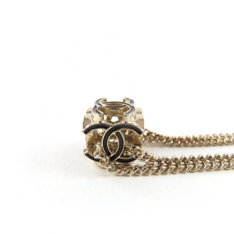 Chanel A22k Coco Mark Cube Necklace Pendant Accessory Gold Made in Italy Weight