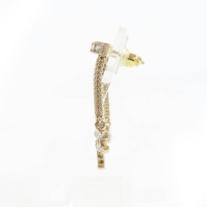 Chanel B24k Coco Mark Crystal 2-Ring Earrings Accessory Gold with Box Made in