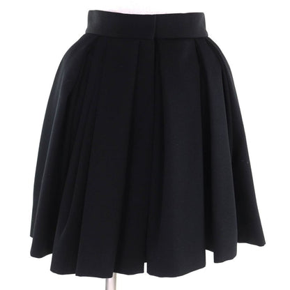 Louis Vuitton 2022 Fnju96 100% Wool Pleated Miniskirt Black 34 Made in France