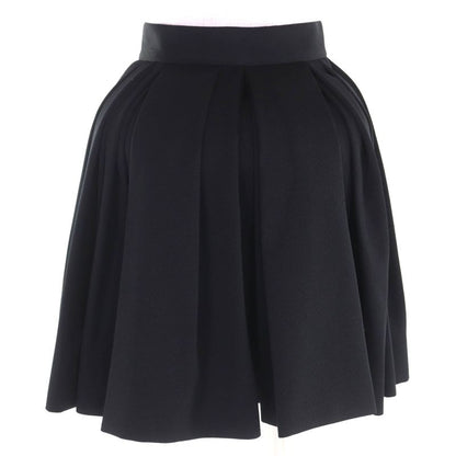 Louis Vuitton 2022 Fnju96 100% Wool Pleated Miniskirt Black 34 Made in France