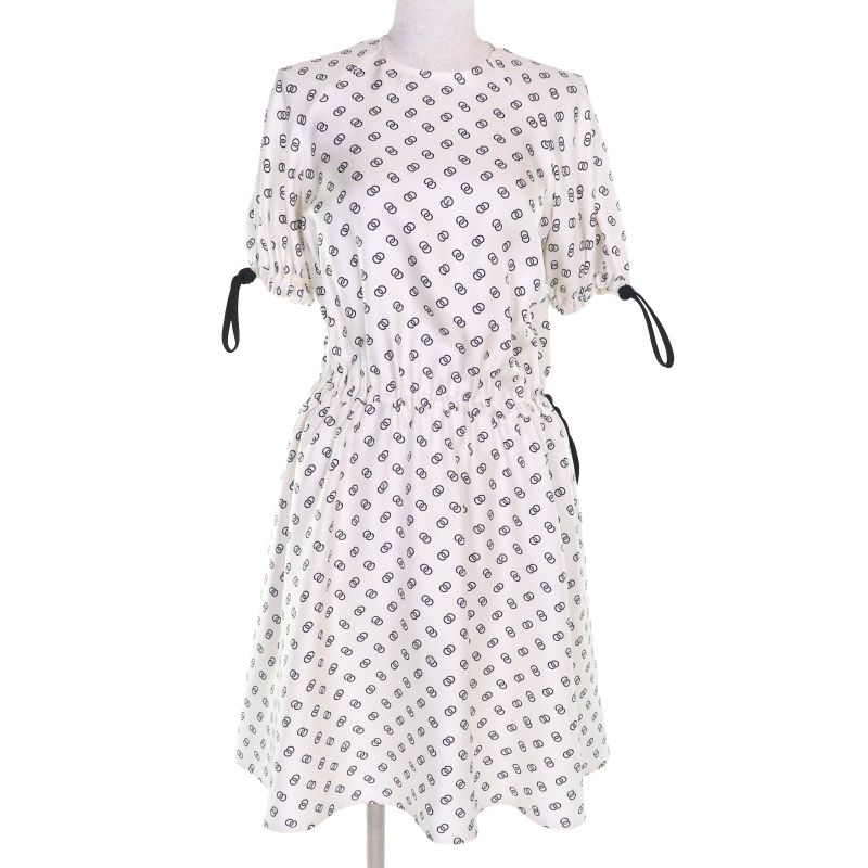 Louis Vuitton 2022 Fmdr42 Chain Link Dress 100% Silk White Black 34 Made in