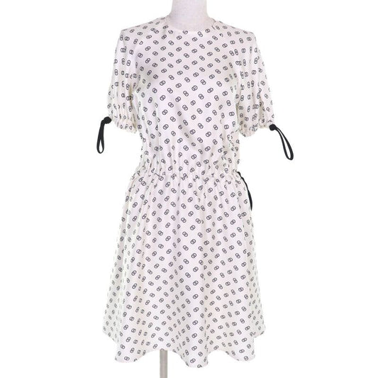 Louis Vuitton 2022 Fmdr42 Chain Link Dress 100% Silk White Black 34 Made in