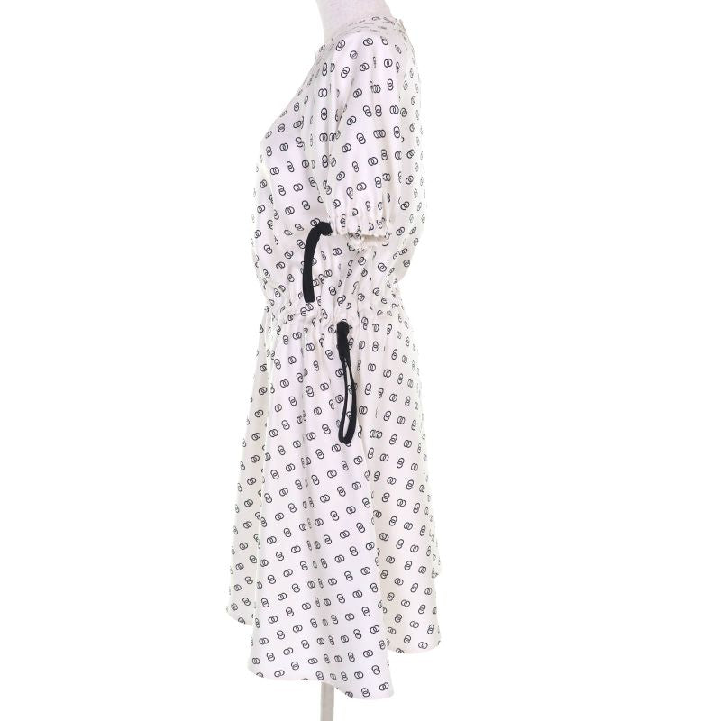 Louis Vuitton 2022 Fmdr42 Chain Link Dress 100% Silk White Black 34 Made in