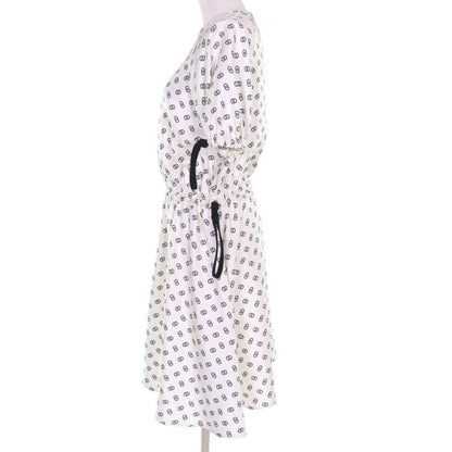 Louis Vuitton 2022 Fmdr42 Chain Link Dress 100% Silk White Black 34 Made in