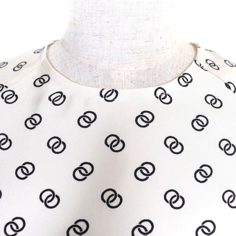 Louis Vuitton 2022 Fmdr42 Chain Link Dress 100% Silk White Black 34 Made in