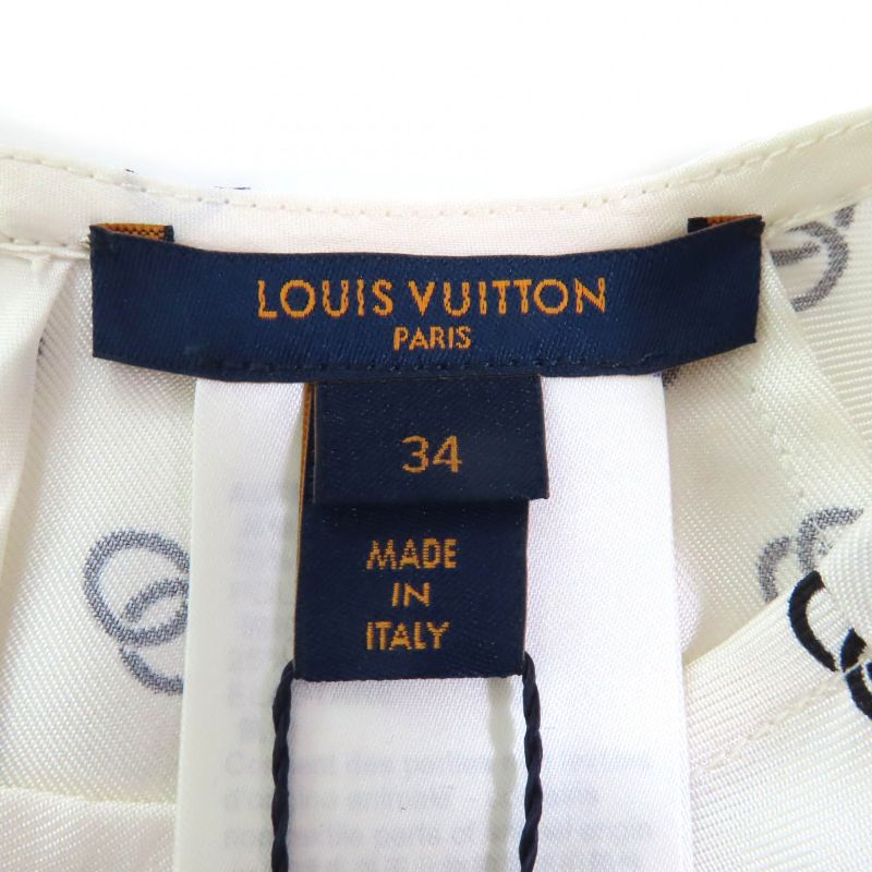 Louis Vuitton 2022 Fmdr42 Chain Link Dress 100% Silk White Black 34 Made in