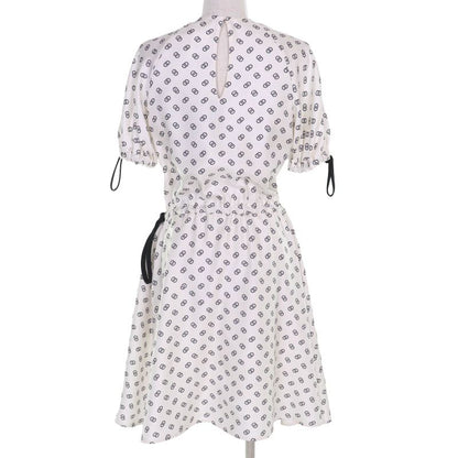 Louis Vuitton 2022 Fmdr42 Chain Link Dress 100% Silk White Black 34 Made in
