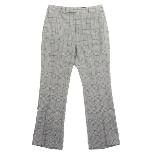 Celine 23ss 2p032709t Wool Cotton Glen Check Patterned Pants Slacks Gray 48