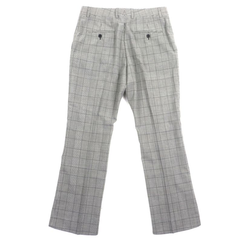 Celine 23ss 2p032709t Wool Cotton Glen Check Patterned Pants Slacks Gray 48