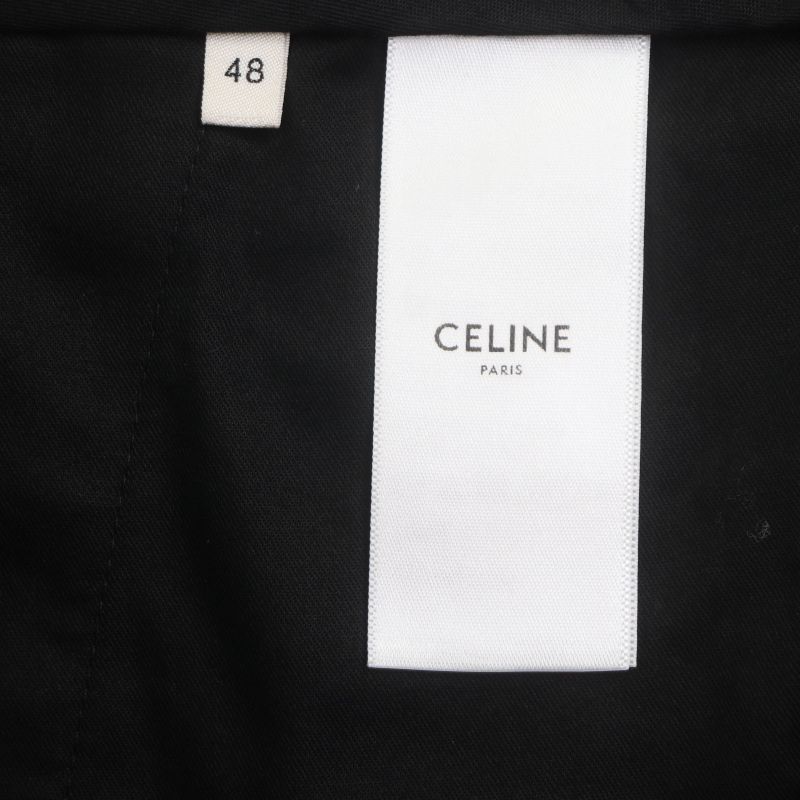 Celine 23ss 2p032709t Wool Cotton Glen Check Patterned Pants Slacks Gray 48