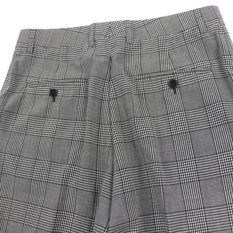 Celine 23ss 2p032709t Wool Cotton Glen Check Patterned Pants Slacks Gray 48