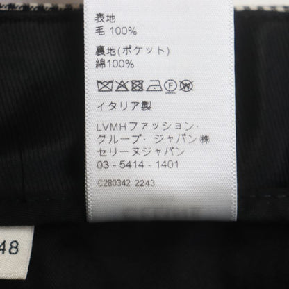 Celine 23ss 2p032709t Wool Cotton Glen Check Patterned Pants Slacks Gray 48