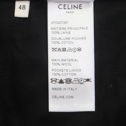 Celine 23ss 2p032709t Wool Cotton Glen Check Patterned Pants Slacks Gray 48