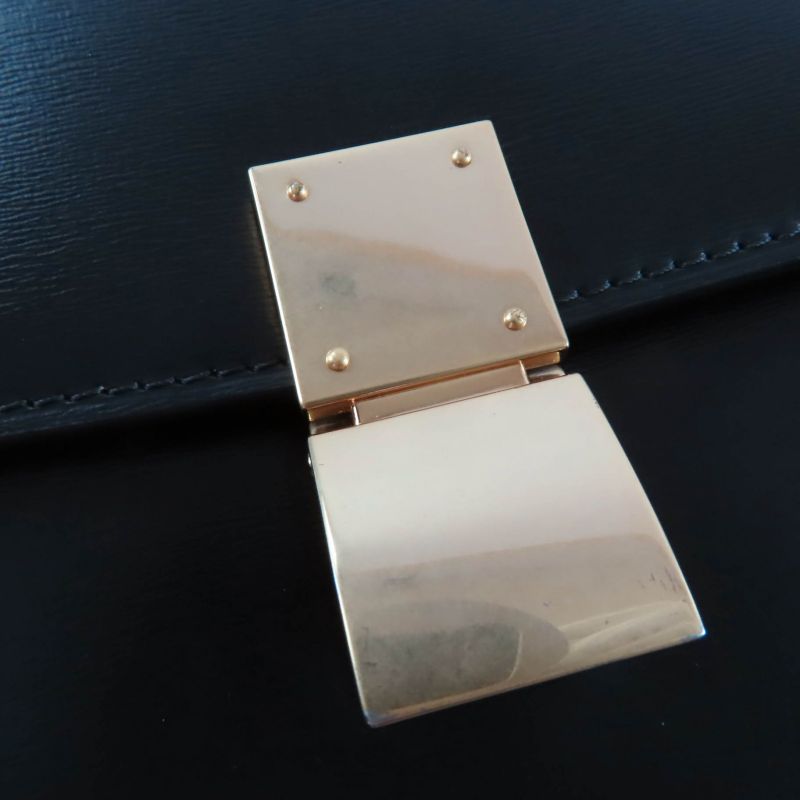 Celine Classic Box Teen Leather Shoulder Bag Black Gold Hardware Made in Italy