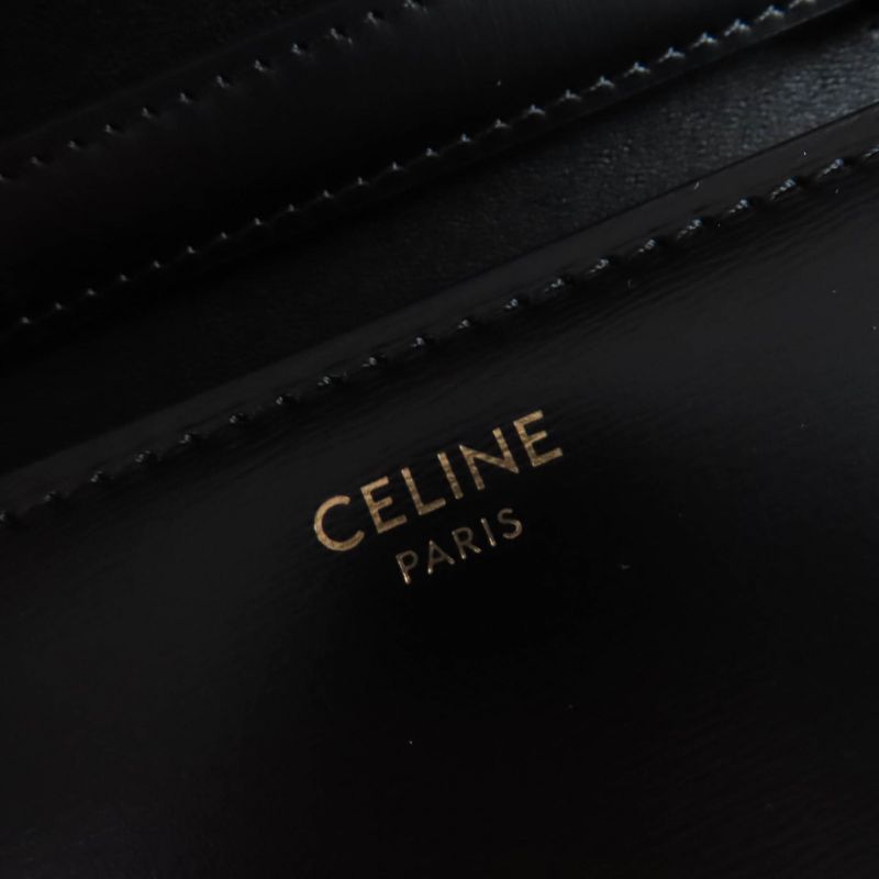 Celine Classic Box Teen Leather Shoulder Bag Black Gold Hardware Made in Italy