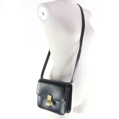 Celine Classic Box Teen Leather Shoulder Bag Black Gold Hardware Made in Italy