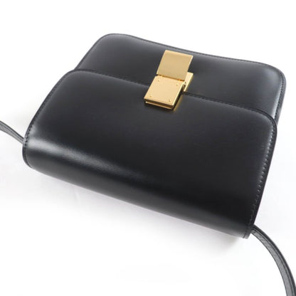 Celine Classic Box Teen Leather Shoulder Bag Black Gold Hardware Made in Italy