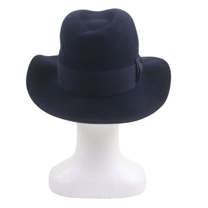 Hermes 100% Wool 100% Silk Lining with Ribbon Lapin Felt Medium Hat Navy 58