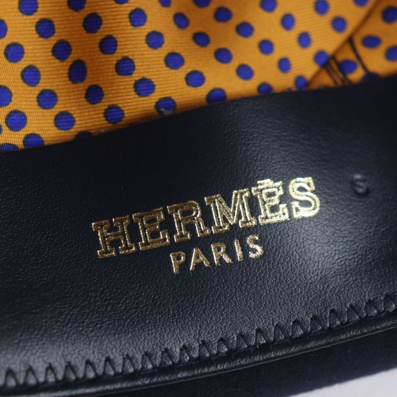 Hermes 100% Wool 100% Silk Lining with Ribbon Lapin Felt Medium Hat Navy 58