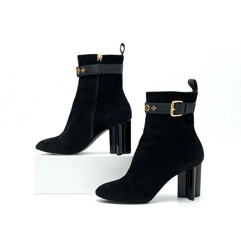 Louis Vuitton Silhouette Line Monogram Boots Short Shoes Suede Black
