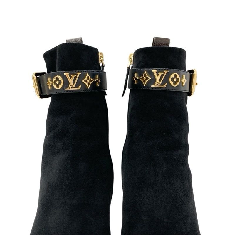 Louis Vuitton Silhouette Line Monogram Boots Short Shoes Suede Black