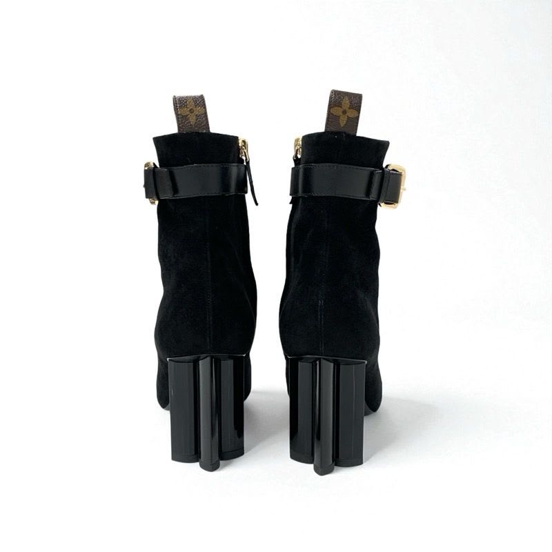 Louis Vuitton Silhouette Line Monogram Boots Short Shoes Suede Black