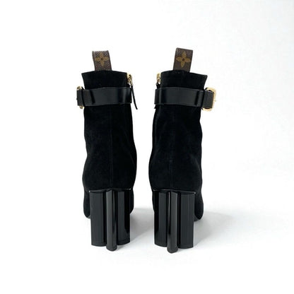 Louis Vuitton Silhouette Line Monogram Boots Short Shoes Suede Black