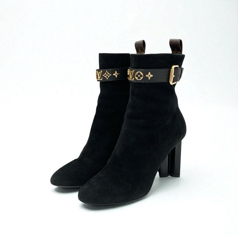 Louis Vuitton Silhouette Line Monogram Boots Short Shoes Suede Black