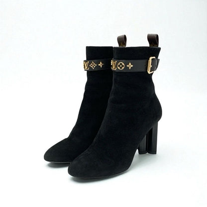 Louis Vuitton Silhouette Line Monogram Boots Short Shoes Suede Black