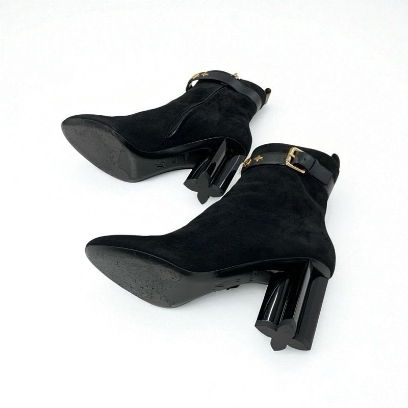 Louis Vuitton Silhouette Line Monogram Boots Short Shoes Suede Black