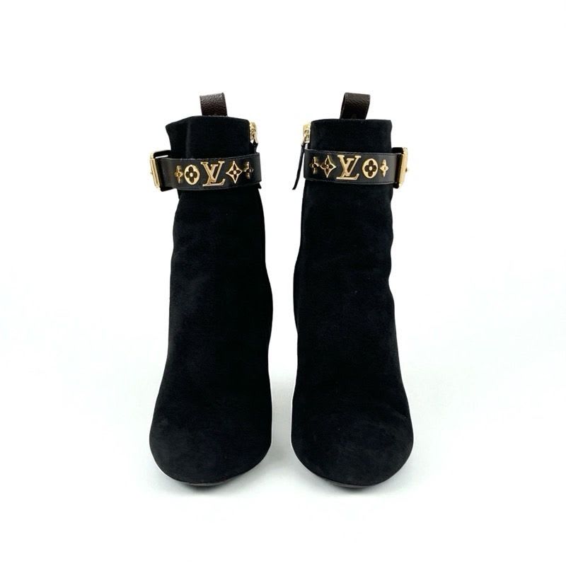 Louis Vuitton Silhouette Line Monogram Boots Short Shoes Suede Black