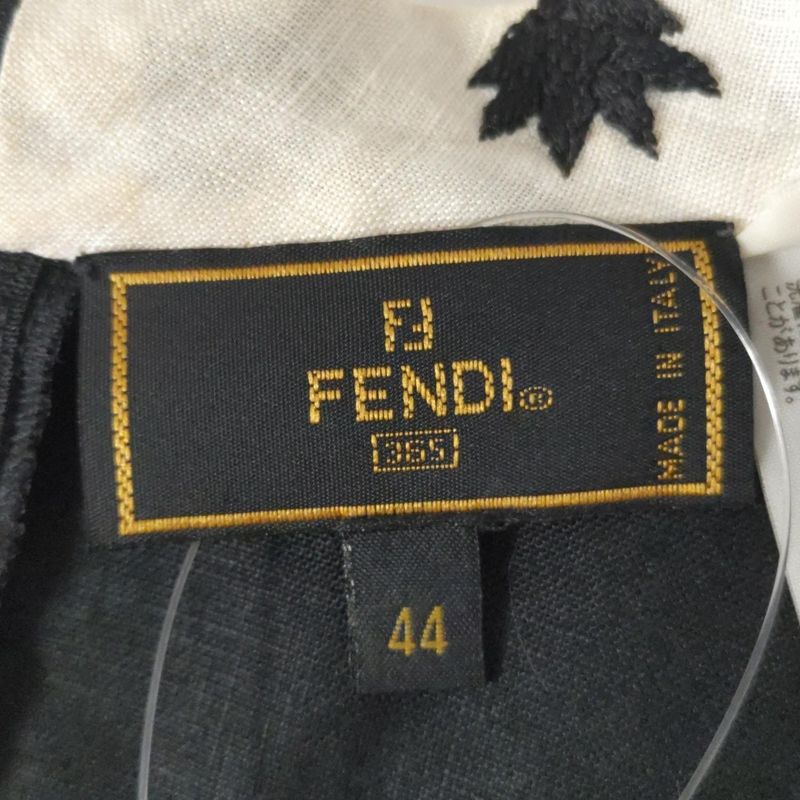 Fendi Dress Size 44 L Women - Black and White V-Neck Short Sleeves Knee Length
