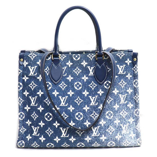 Louis Vuitton on the Go MM 2way Shoulder Bag Blue M59608 Ic Ladies Used