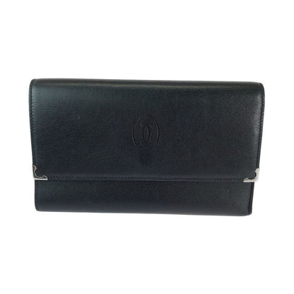 Cartier Mustline Cabochon de Cartier Black Calf Trifold Wallet Fold Wallet