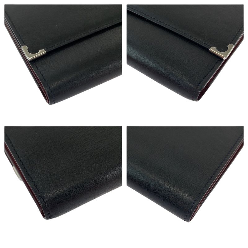 Cartier Mustline Cabochon de Cartier Black Calf Trifold Wallet Fold Wallet