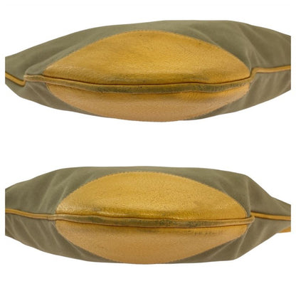 Prada Triangle Logo Plate Beige Yellow Silver Hardware Tote Handbag Shoulder