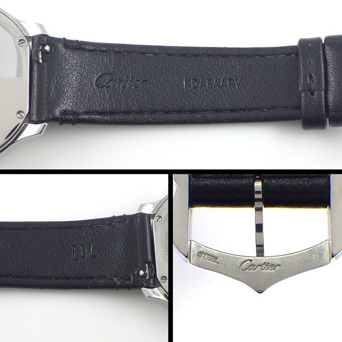 Cartier Watch Rondomast Wsrn0031 White Dial Roman Numerals SS Black Leather