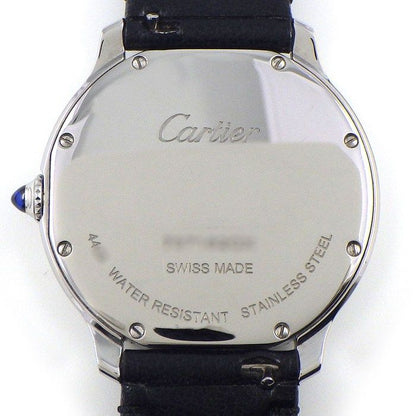 Cartier Watch Rondomast Wsrn0031 White Dial Roman Numerals SS Black Leather