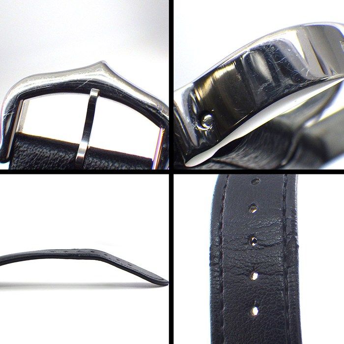 Cartier Watch Rondomast Wsrn0031 White Dial Roman Numerals SS Black Leather